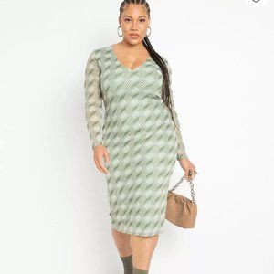 Eloquii Mesh twist back dress, Midi length, mink/white Size 16 and 20 New